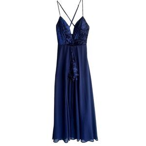 Teeze Me Y2K vintage navy crushed velvet romper, sz 7